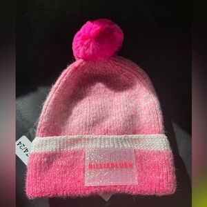 NWT Billieblush Pink Knit Beanie with Pom Pom T3